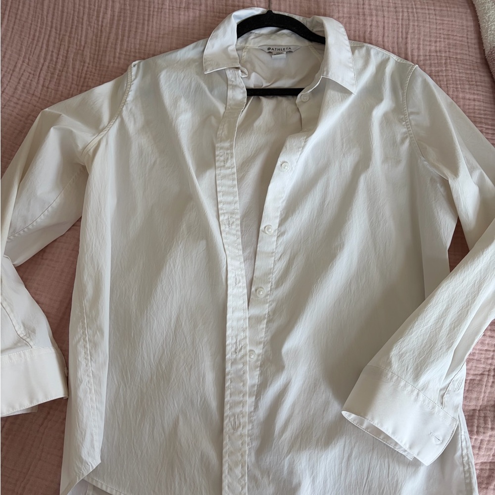 Athleta Men's White Button-Down Dress Shirt